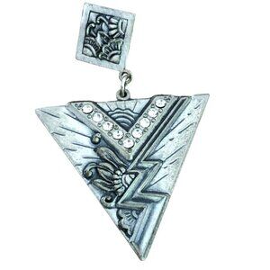 Stunning Vintage Nuri Art Deco Style Pierced Earrings with Rhinestones EUC